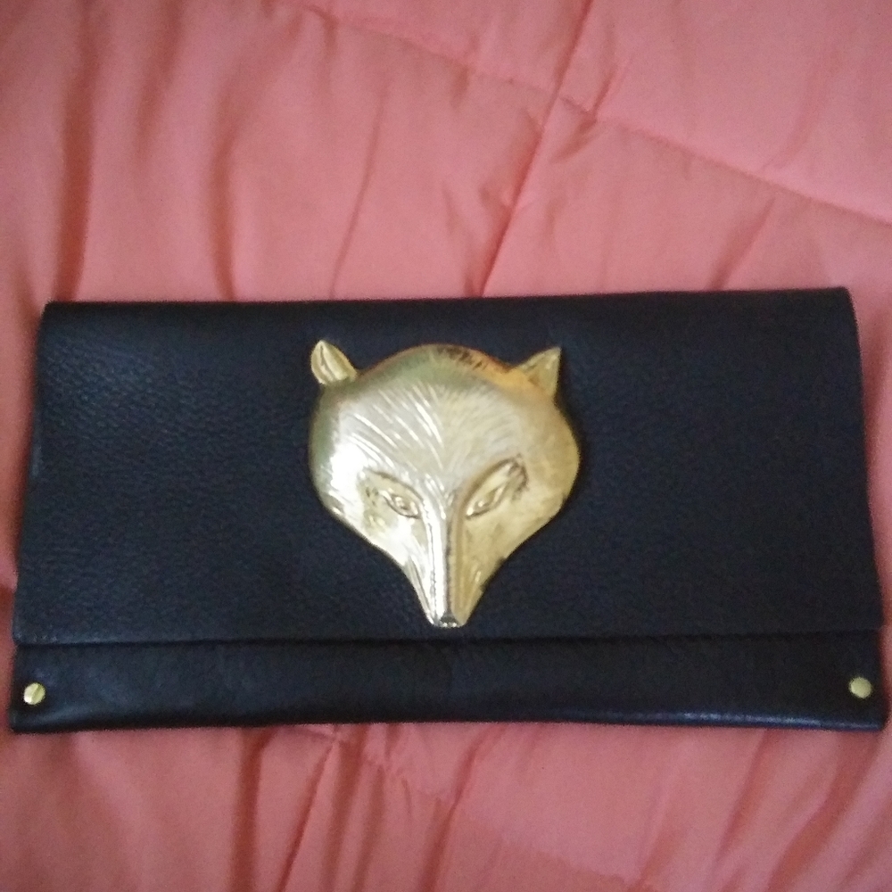 Black leather Floyd clutch